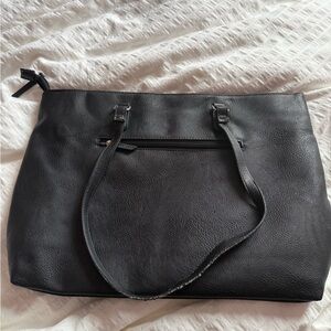 Roots Black Leather Tote Bag